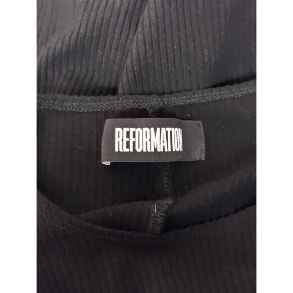 Reformation Dress Small Womens Black Ribbed Knit Flare Sleeve Mini - Picture 8 of 9